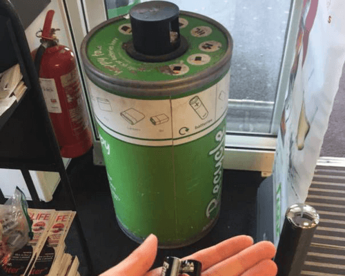 batteries disposal bin at asda
